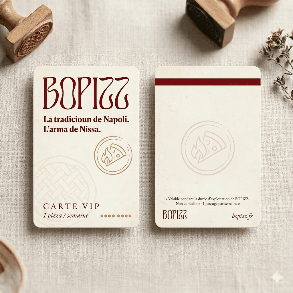La Carte VIP BOPIZZ — une pizza par semaine à vie
